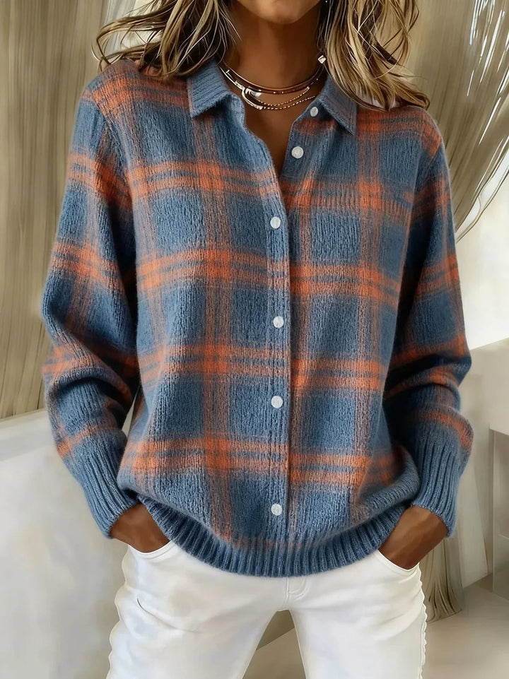 Joan | Veste Chemise en Tricot à Carreaux