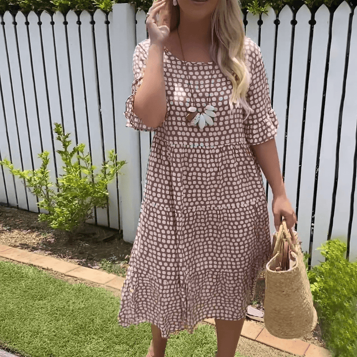 ZORA | ROBE MIDI SABLE À MANCHES COURTES