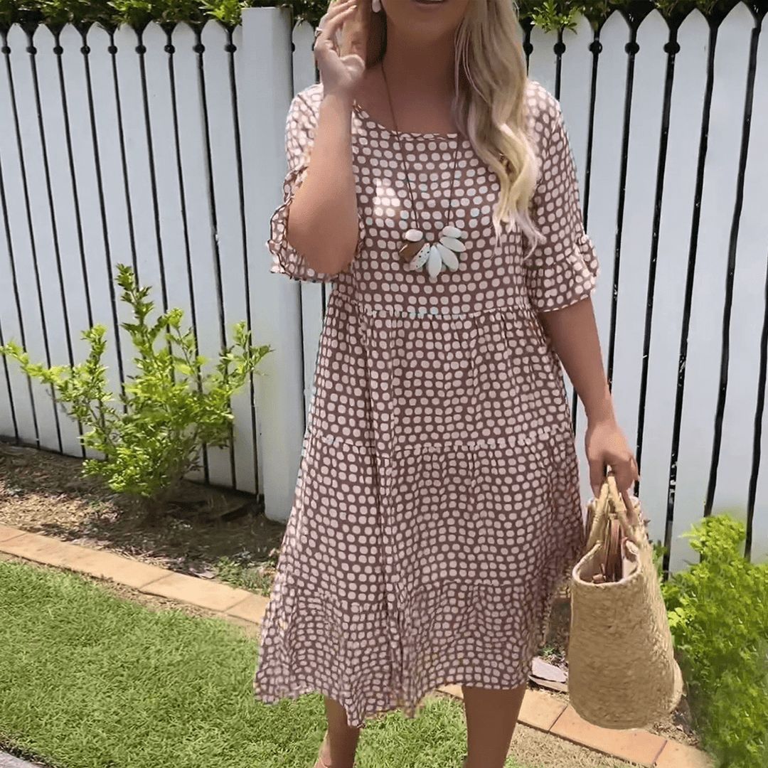 ZORA | ROBE MIDI EN SABLE AVEC MANCHES COURTES