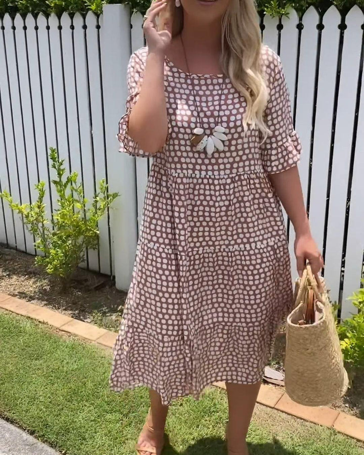 Nicola - Robe Midi à Manches Courtes