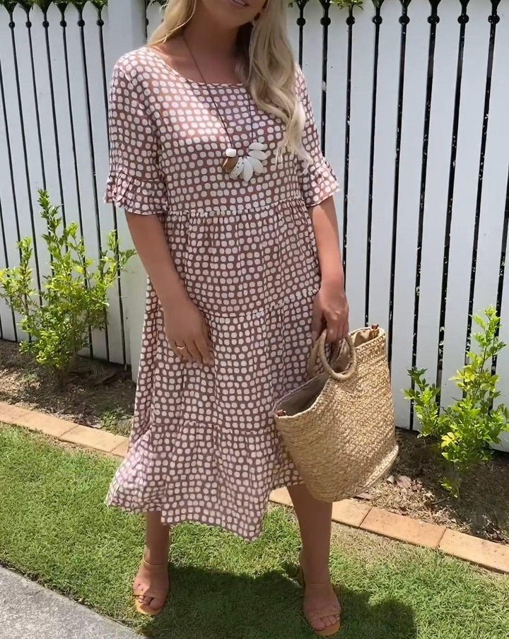 Nicola - Robe Midi à Manches Courtes