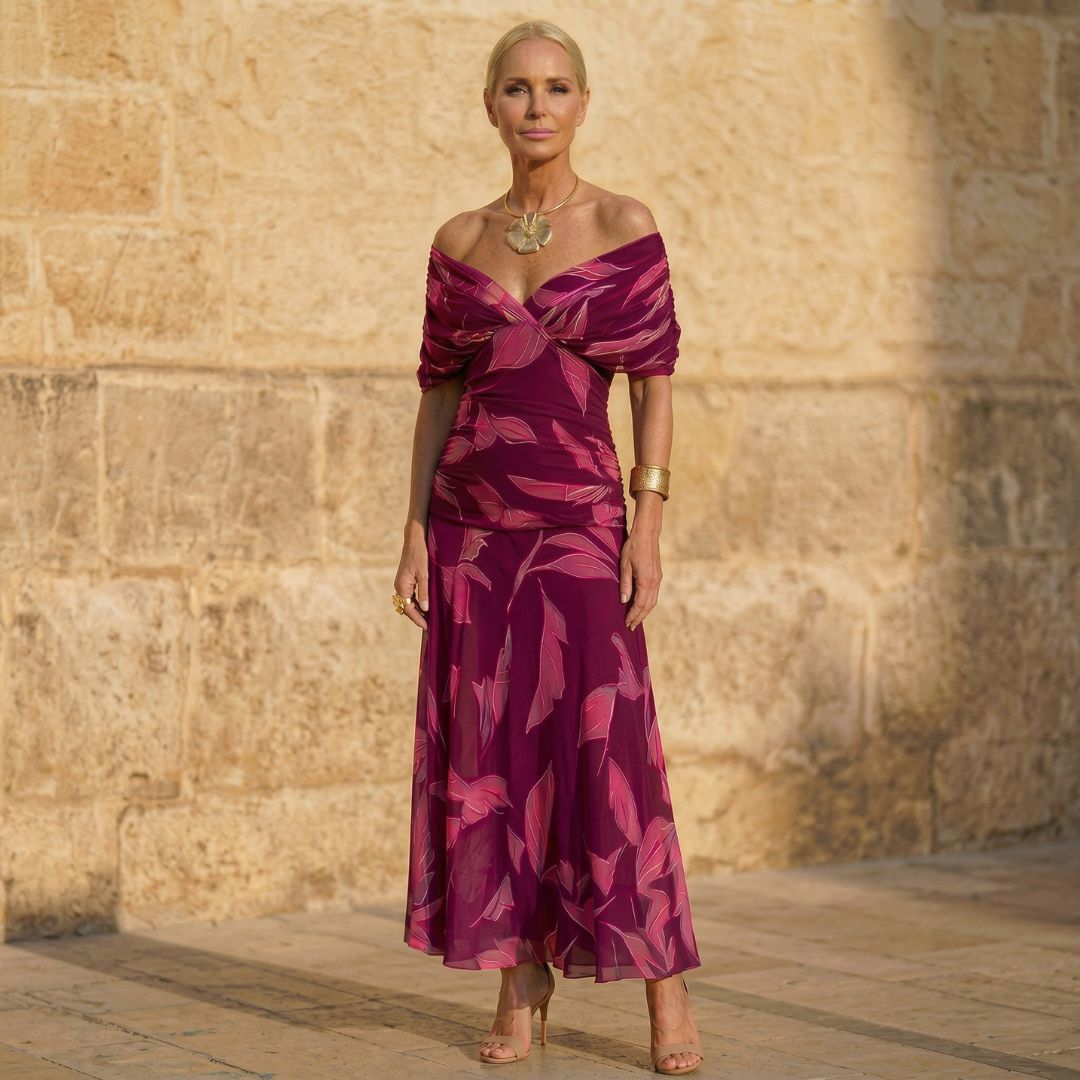 Celeste | Robe à Motif de Feuilles Élégante