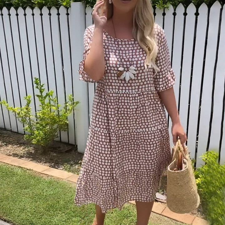 Nicola - Robe Midi à Manches Courtes