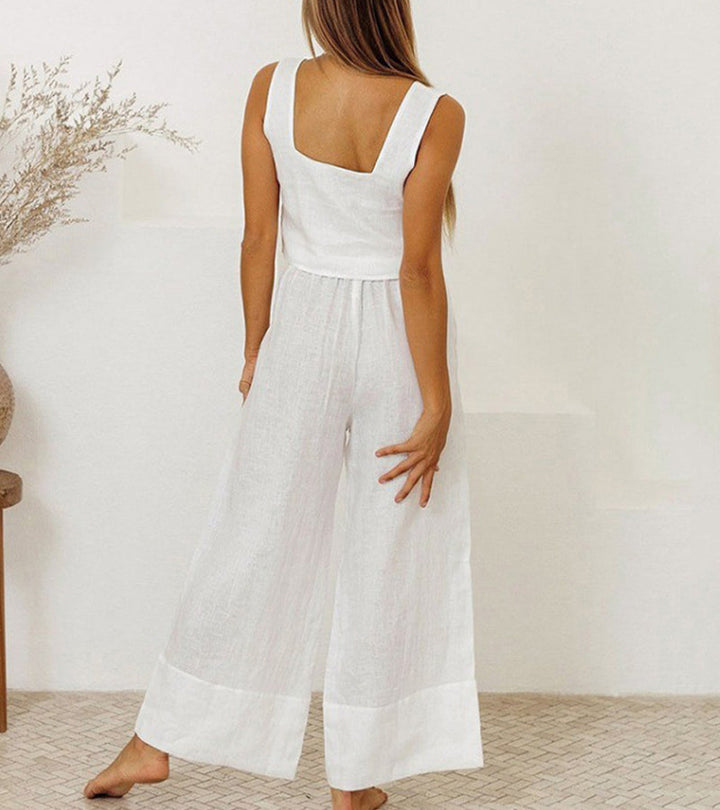 Megan - Ensemble Haut Minimaliste et Pantalons Évasés