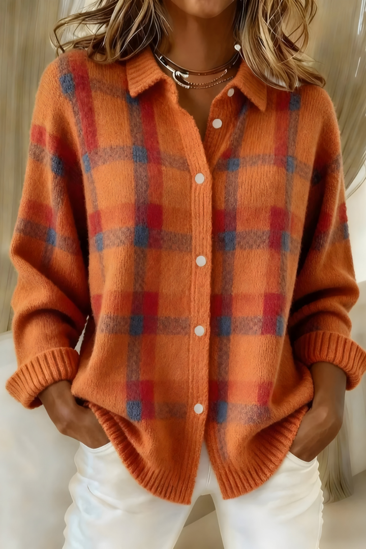 Joan | Veste Chemise en Tricot à Carreaux