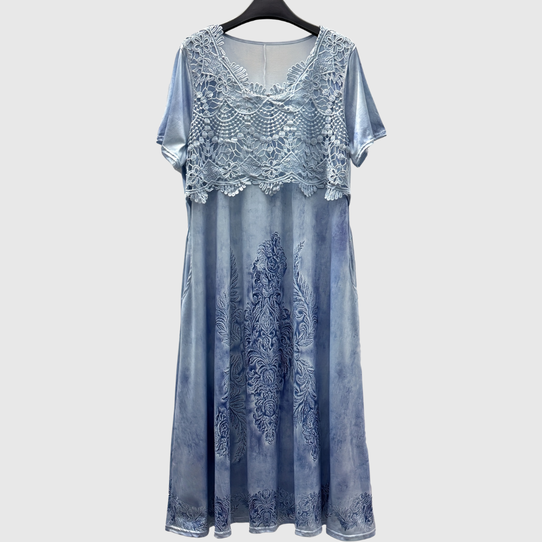 INDIGO | ROBE FLORALE MIDI ÉLÉGANTE