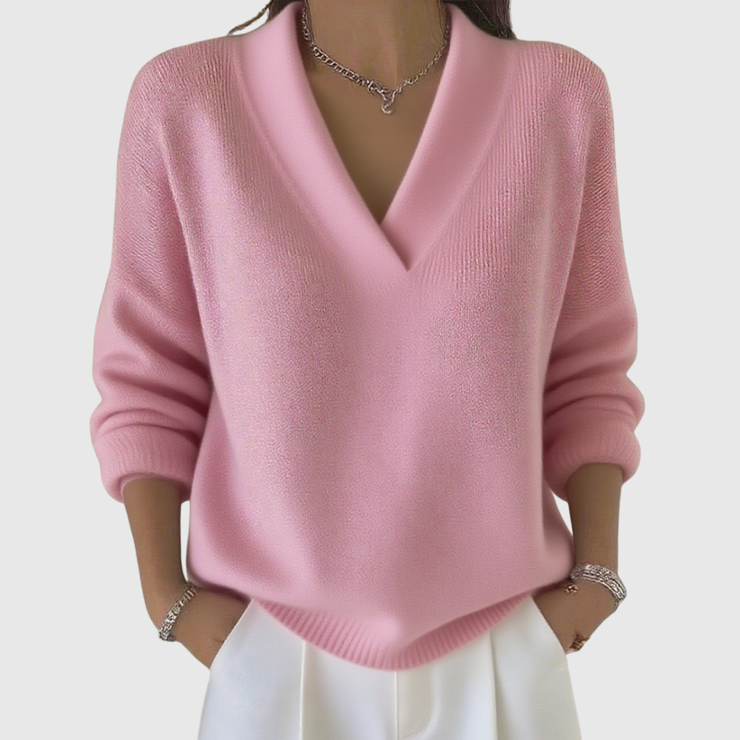 Faye | Pull V-Neck Doux en Coupe Décontractée