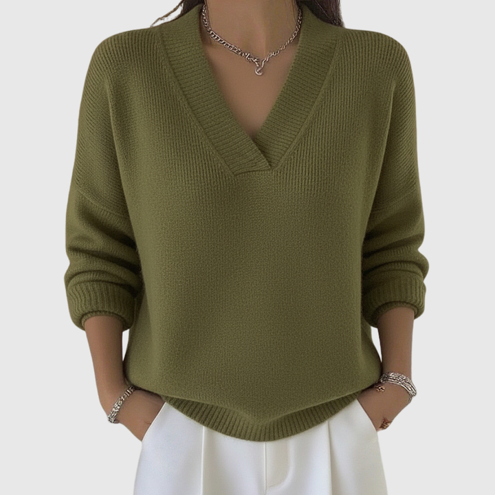 Faye | Pull V-Neck Doux en Coupe Décontractée