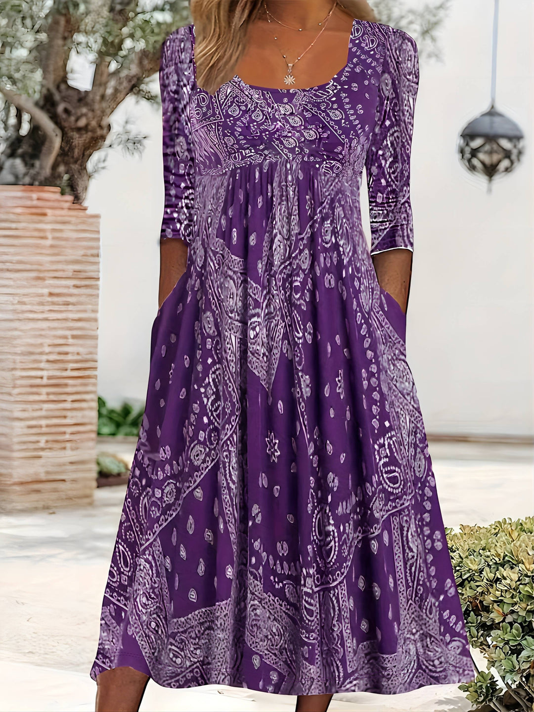 ELOWEN | ROBE MIDI À MANCHES LONGUES DÉCONTRACTÉE