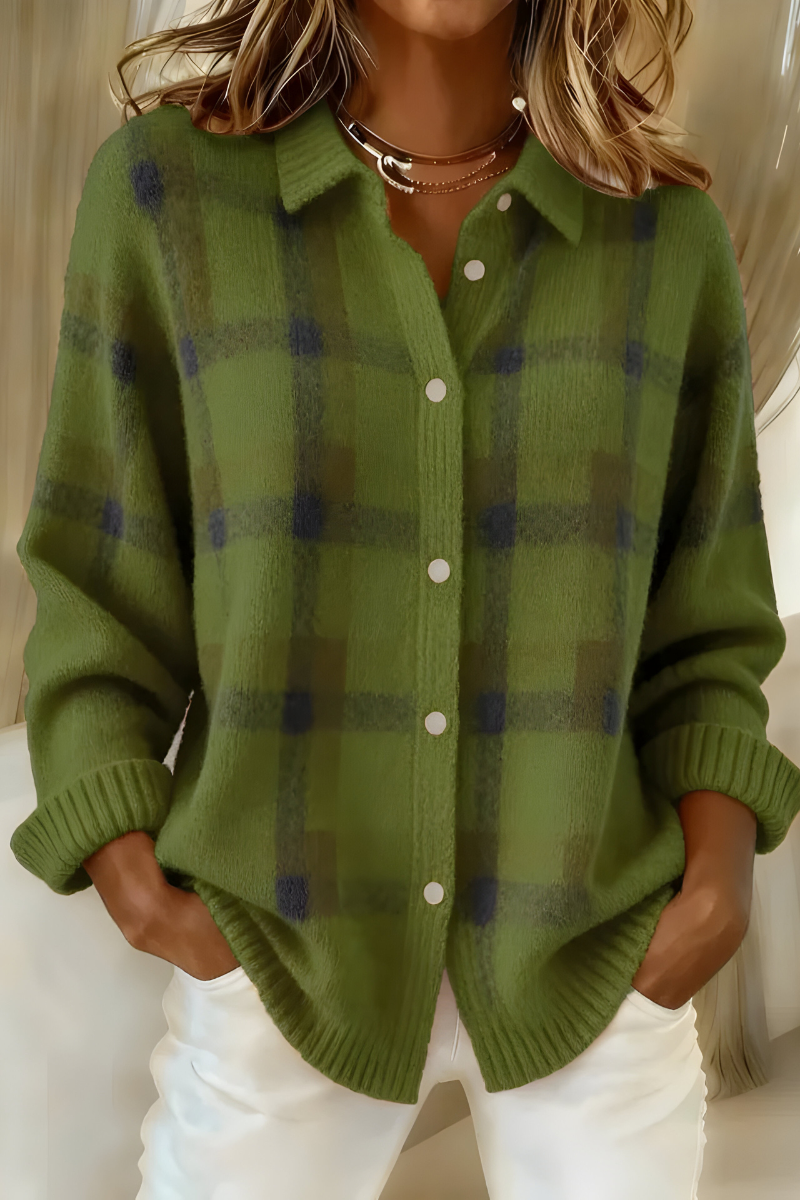 Joan | Veste Chemise en Tricot à Carreaux