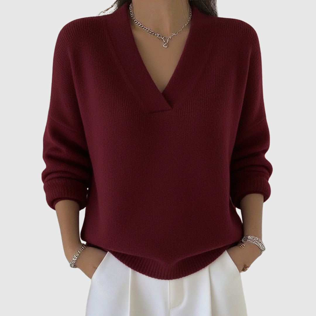 Faye | Pull V-Neck Doux en Coupe Décontractée