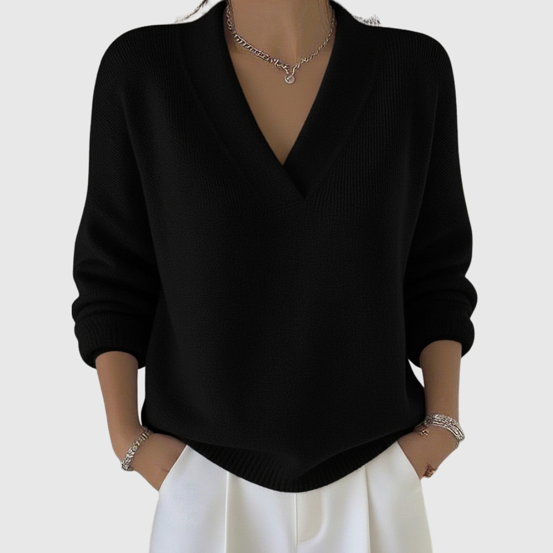 Faye | Pull V-Neck Doux en Coupe Décontractée