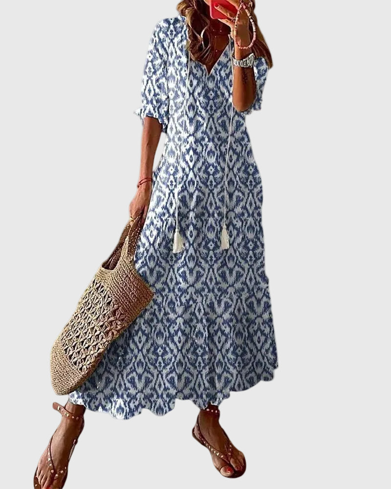 Amalia | Robe Maxi Vintage Boho d'Été