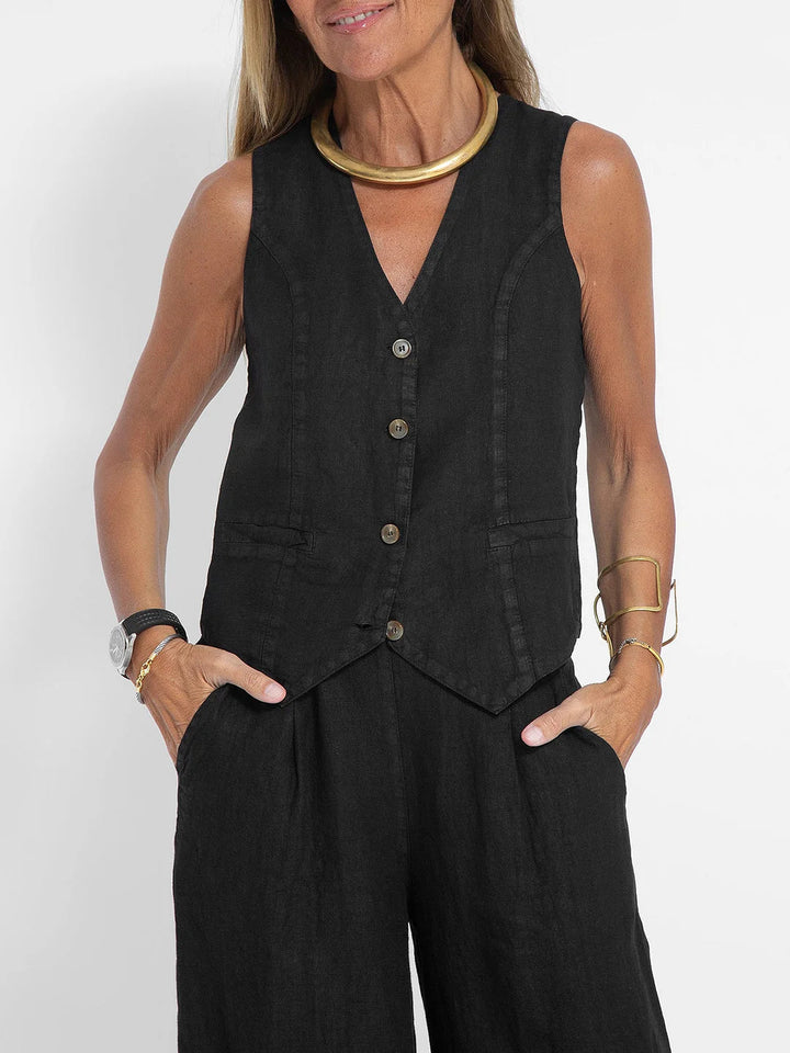 Aira - Gilet Boutonné & Pantalon Large