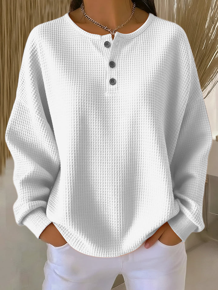 Nancy | Sweatshirt Henley en Tricot Waffle