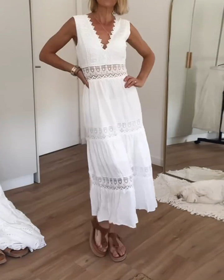 Circe - Robe Camisole en Dentelle avec Décolleté en V