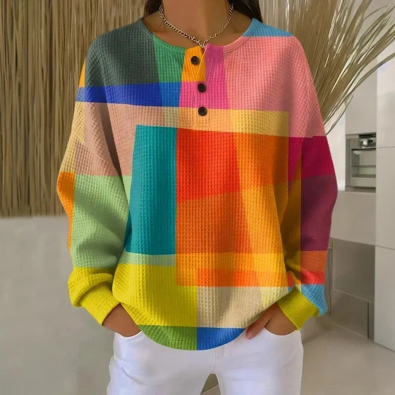 Margaret | Pull en tricot gaufré à blocs de couleur
