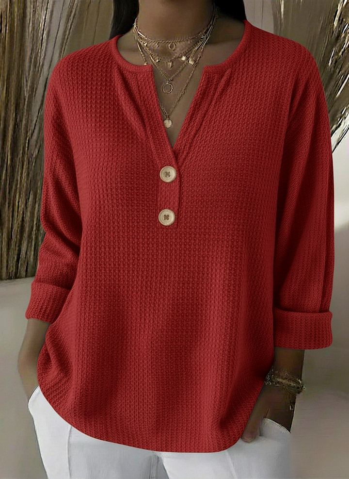 Sharon | Haut Henley en Tricot Waffle
