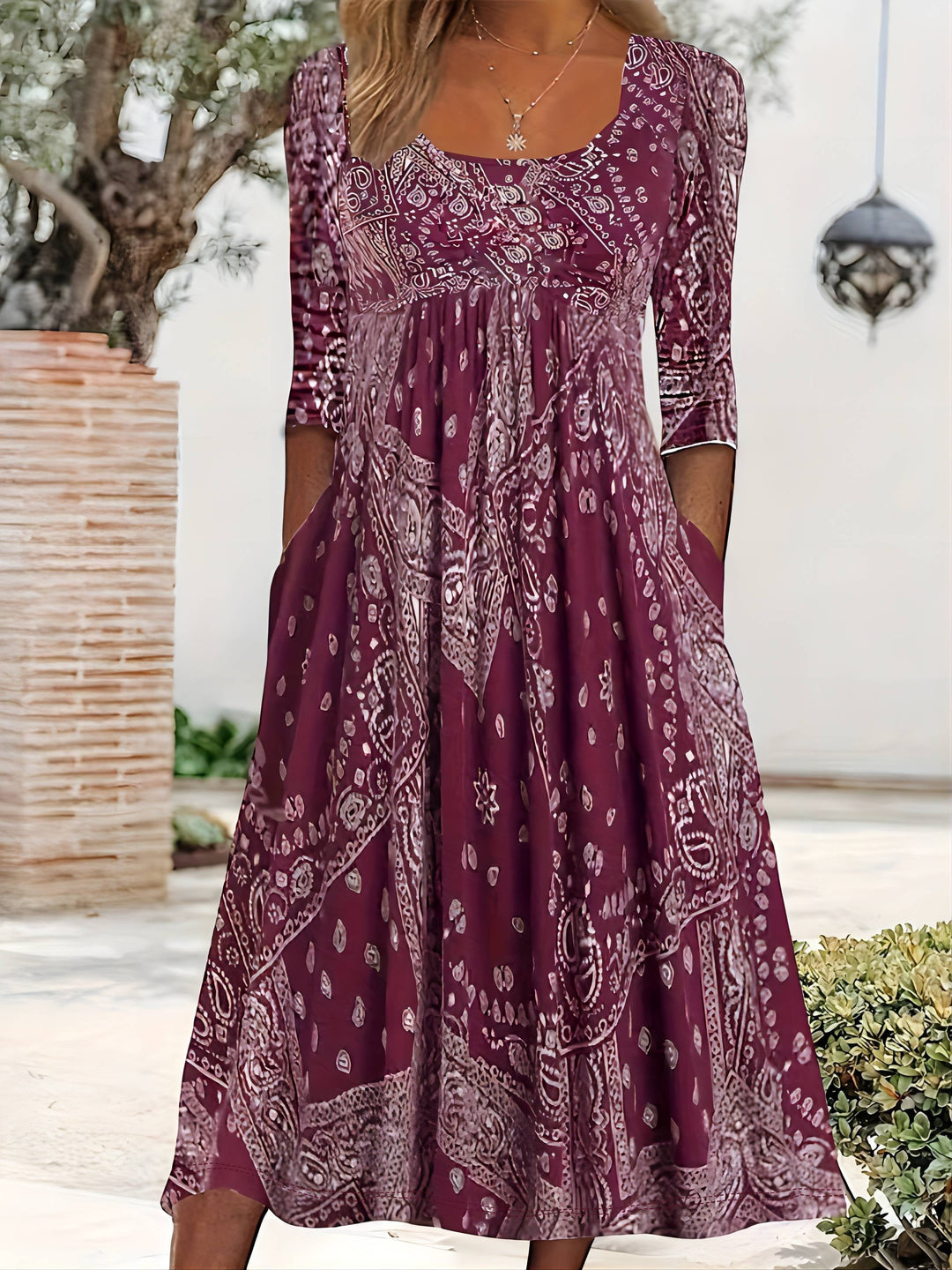 ELOWEN | ROBE MIDI À MANCHES LONGUES DÉCONTRACTÉE