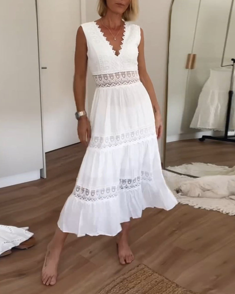 Circe - Robe Camisole en Dentelle avec Décolleté en V
