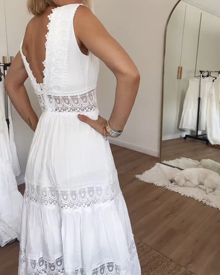 Circe - Robe Camisole en Dentelle avec Décolleté en V
