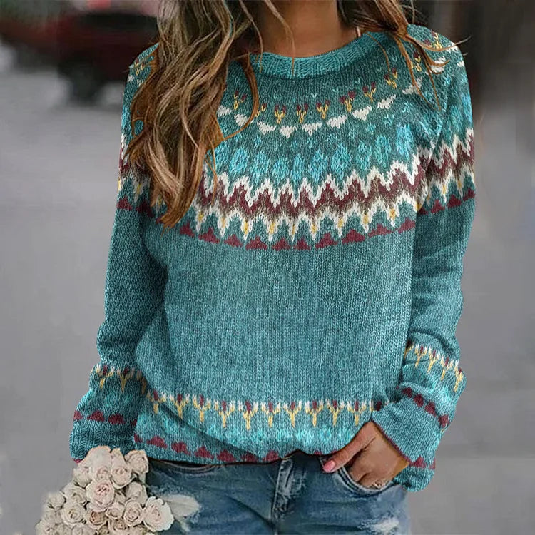 Regina | Pull à motif rétro vague