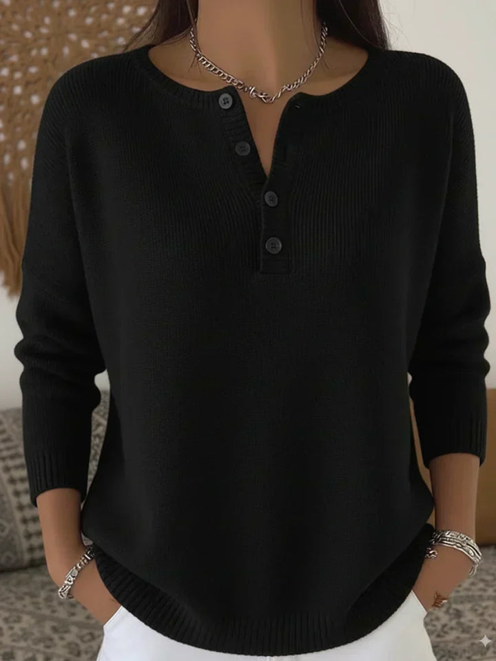 Carol | Pull en tricot Henley à boutons