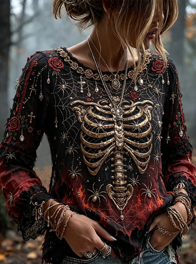 Lena | Haut Tête de Mort & Araignée