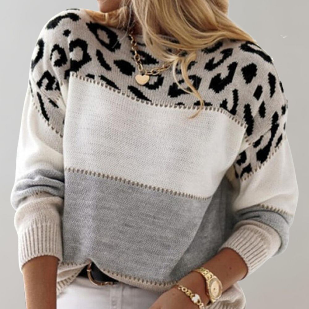 Diane | Pull Tricoté avec Accent Léopard