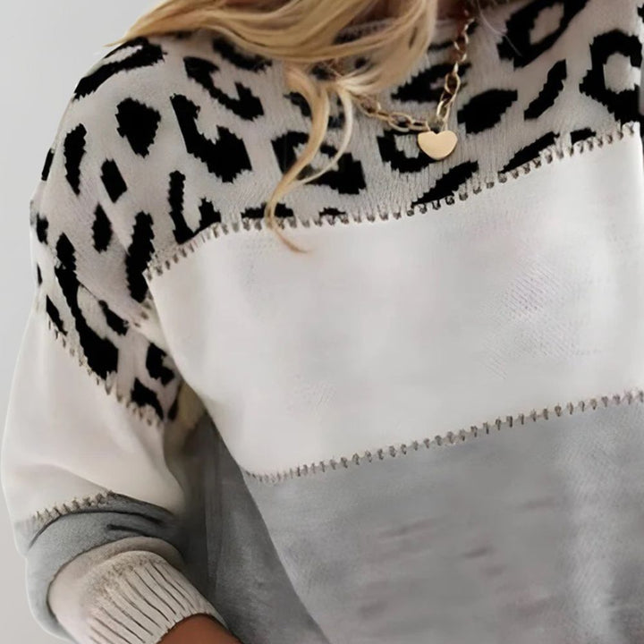 Diane | Pull Tricoté avec Accent Léopard