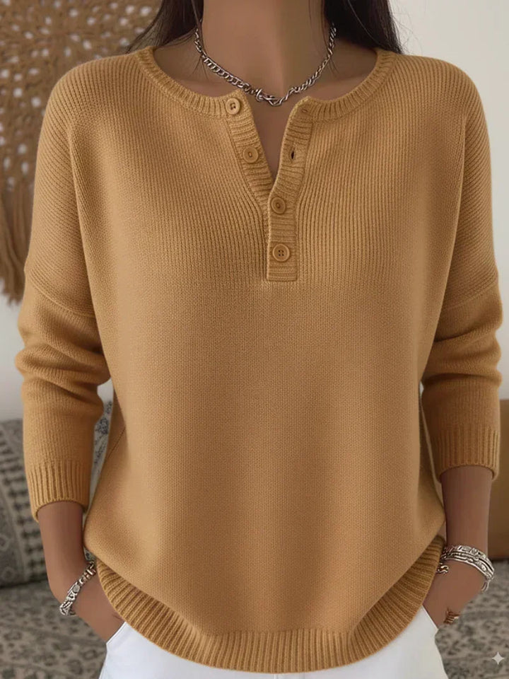 Carol | Pull en tricot Henley à boutons