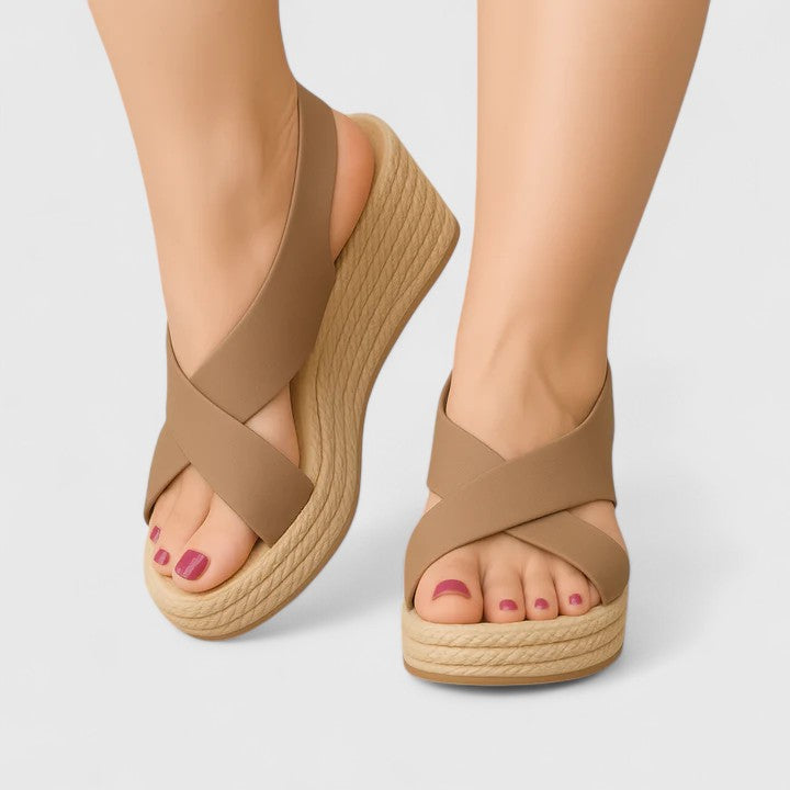 Bellany - Sandales à talon compensé croisées