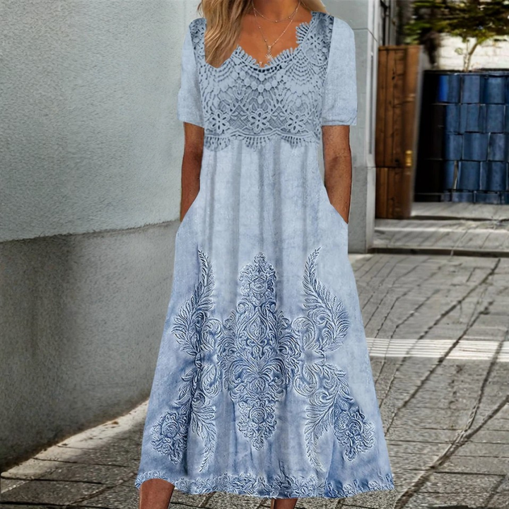 INDIGO | ROBE FLORALE MIDI ÉLÉGANTE