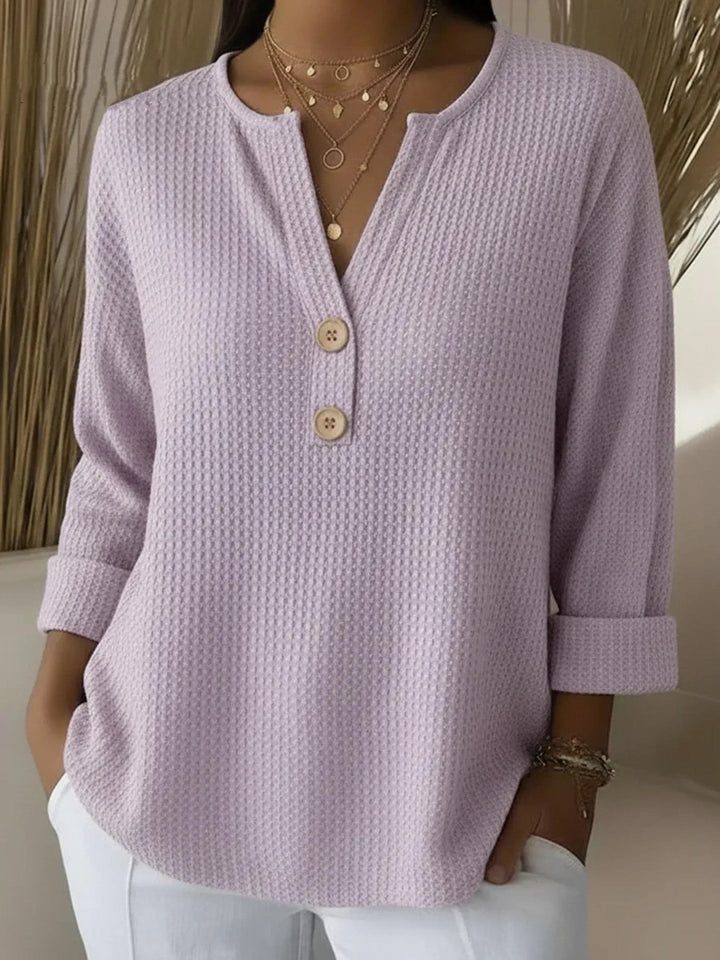 Sharon | Haut Henley en Tricot Waffle