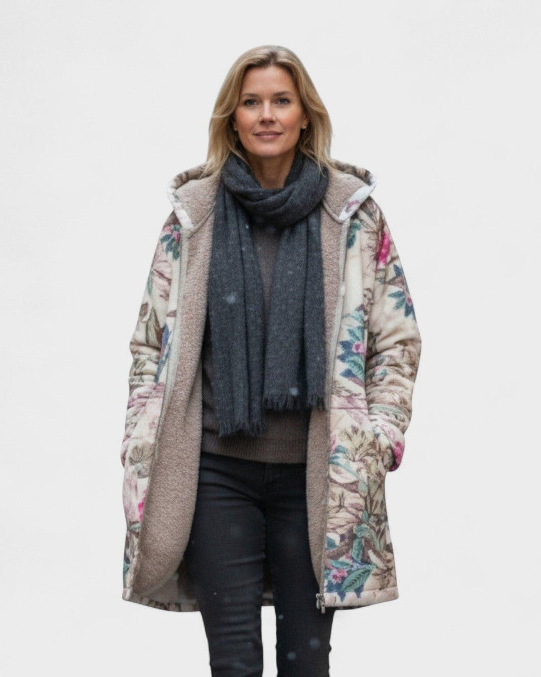 Klara | Veste en polaire pastel avec motif botanique