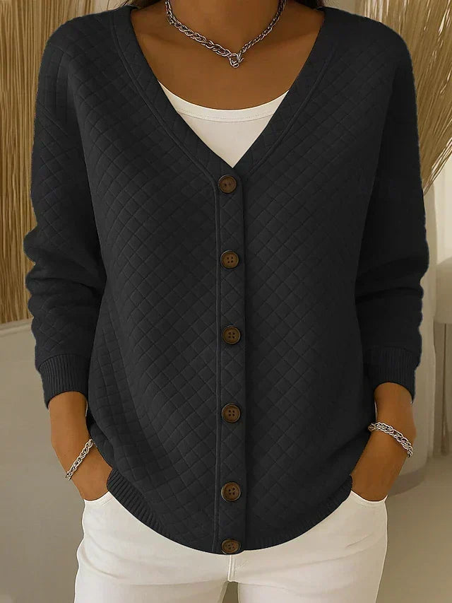 Romarin | Cardigan à Boutons Matelassé en Diamant