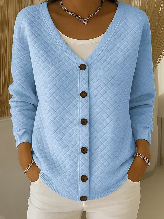 Romarin | Cardigan à Boutons Matelassé en Diamant