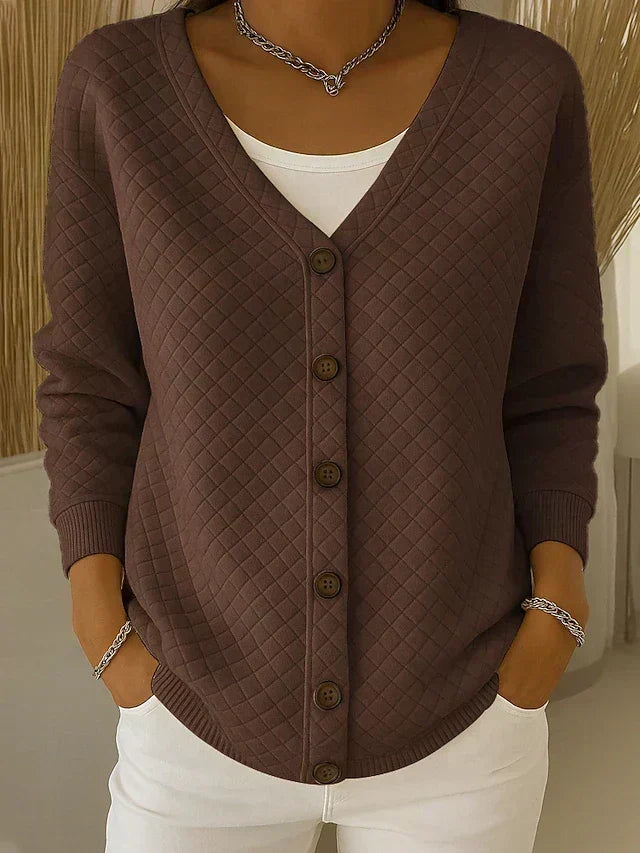Romarin | Cardigan à Boutons Matelassé en Diamant