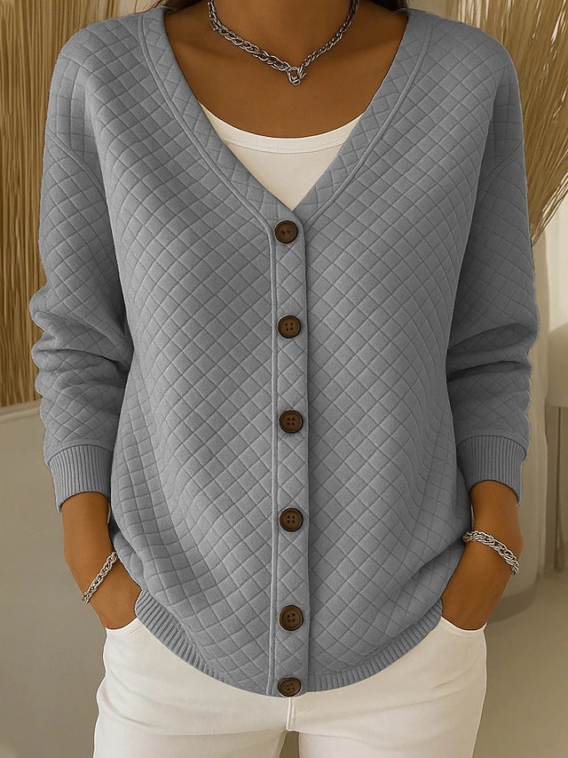 Romarin | Cardigan à Boutons Matelassé en Diamant