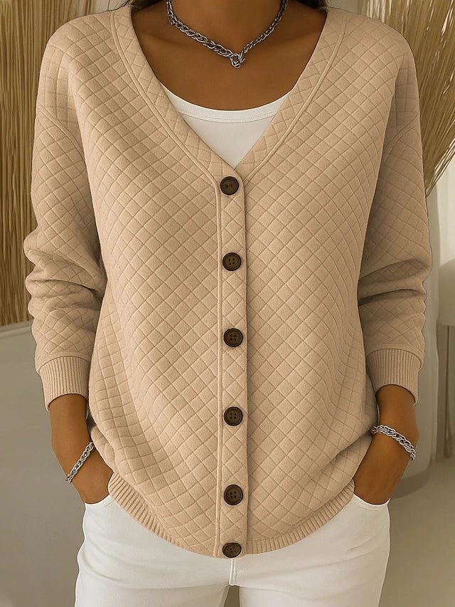 Romarin | Cardigan à Boutons Matelassé en Diamant