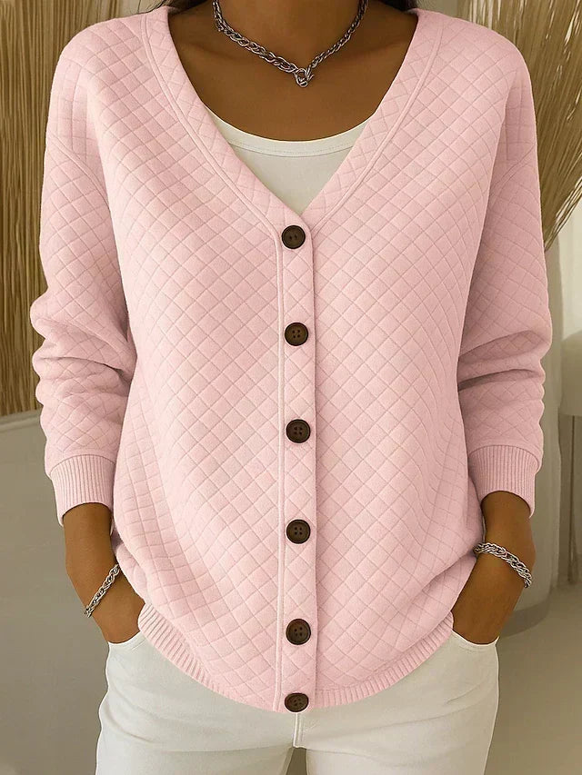 Romarin | Cardigan à Boutons Matelassé en Diamant
