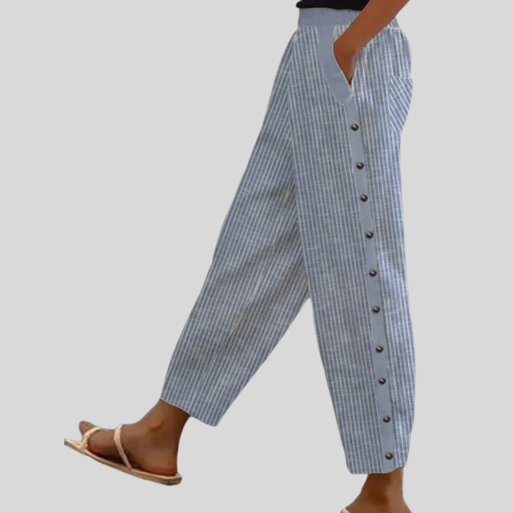 Linaya - Pantalon à Rayures avec Boutons