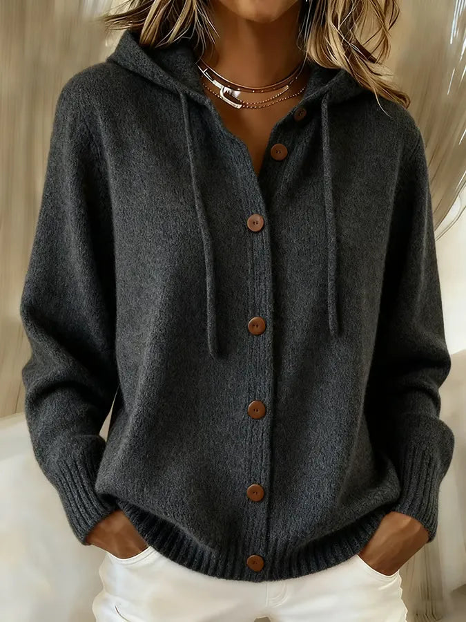 Judith | Cardigan à Capuche Boutonné