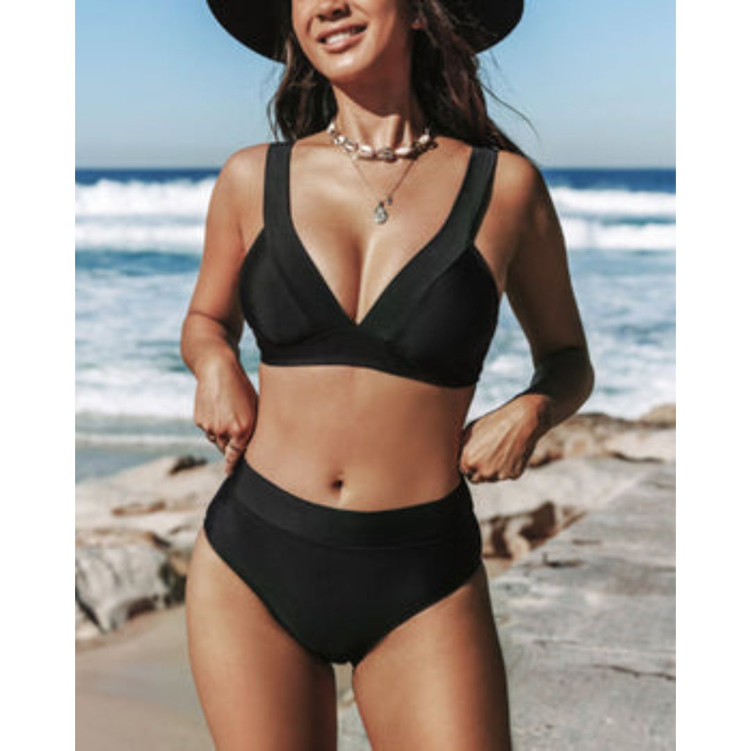 Claire | Maillot de Bain Solide Taille Haute
