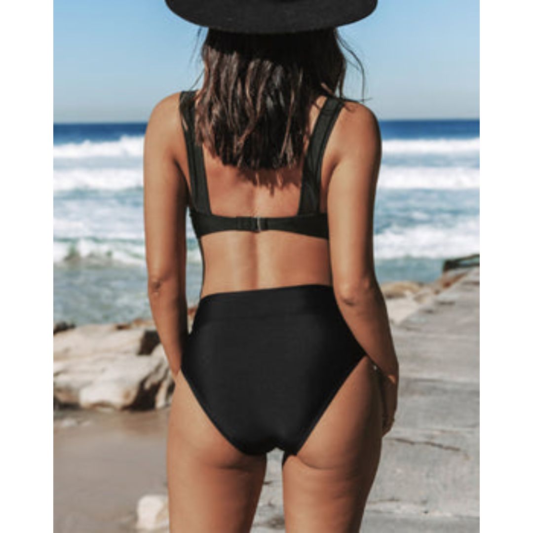 Claire | Maillot de Bain Solide Taille Haute