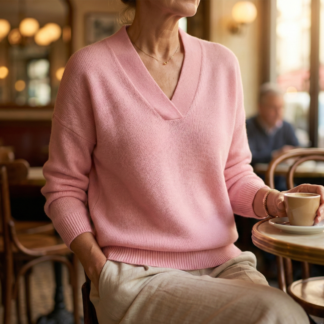 Faye | Pull V-Neck Doux en Coupe Décontractée
