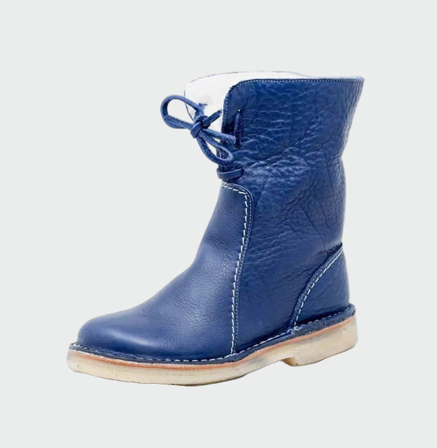 Bottes en cuir imperméables pour hommes avec doublure en laine