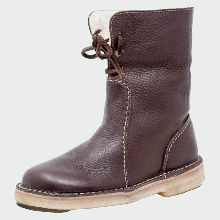 Bottes en cuir imperméables pour hommes avec doublure en laine