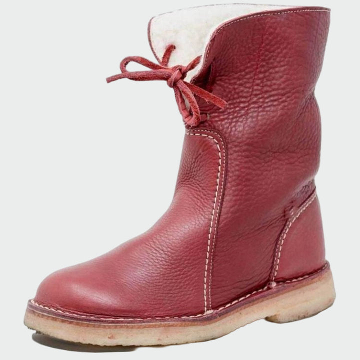 Bottes en cuir imperméables pour hommes avec doublure en laine