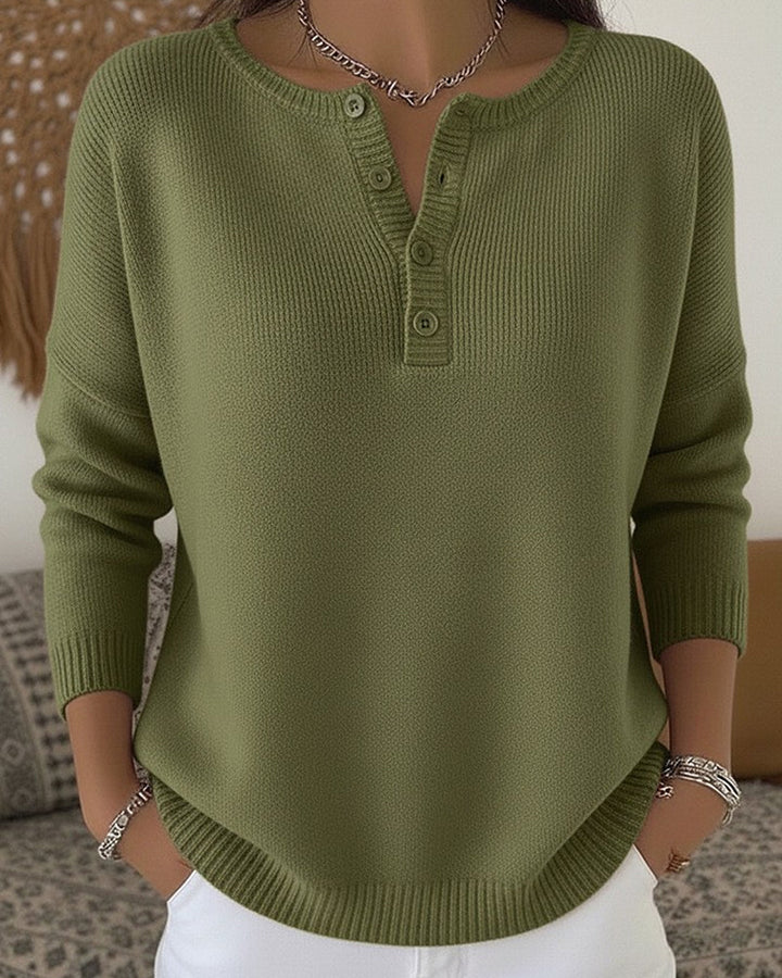 Carol | Pull en tricot Henley à boutons